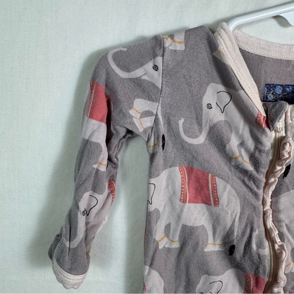 Kickee Pants Gray Elephant Patterned Footie Girls Size 3-6M - Picture 2 of 4